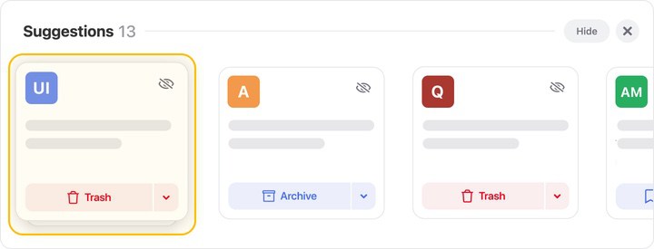 Clean Email suggests moving a group of messages from inbox to Read Later