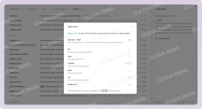 The Split Inbox feature