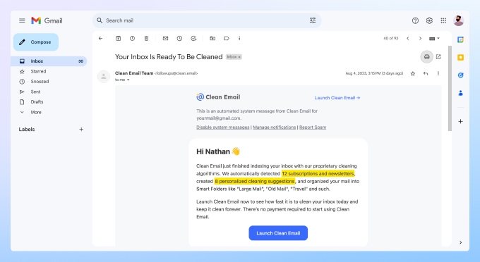 Permission to access your inbox