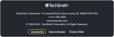 An unsubscribe link is normally placed at the bottom of an email