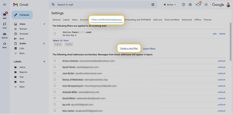 How to filter messages from companies in your inbox