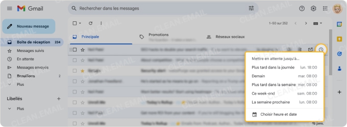 Mettez vos emails en attente pour plus tard dans Gmail