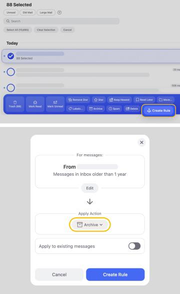 Archive old emails with Clean Email automatically