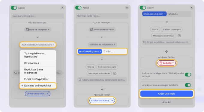 Suppression automatique des e-mails dans l'application mobile Clean Email