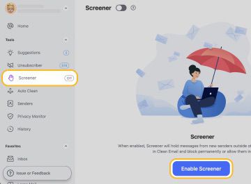 Filter your Inbox from Spam Using Clean Email's Screener Feature